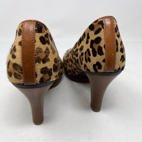 Sofft Brown Tan Leopard Leather Upper Platform Heels 8.5 - Picture 11 of 11